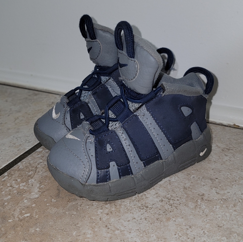 Nike Air More Uptempo "Cool Grey/Midnight Navy/White" Toddler Boys' Shoe